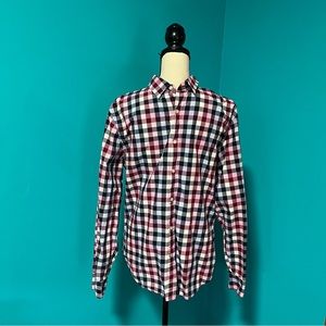 Banana Republic M Navy/Maroon/White Grant Fit Button Up